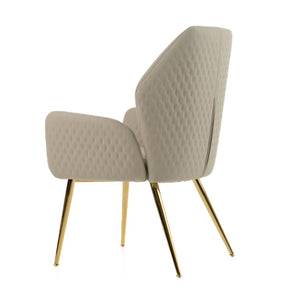 VIG Furniture Empress Hex Back Dining Chair With Textured Cream Leather & Champagne Gold Legs, Fully Assembled VGVCB1908