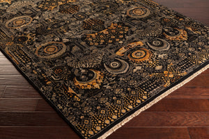 Empress EMS-7000 8' x 11' Handmade Rug EMS7000-811  Black, Mustard, Charcoal, Burnt Orange, Medium Gray Surya
