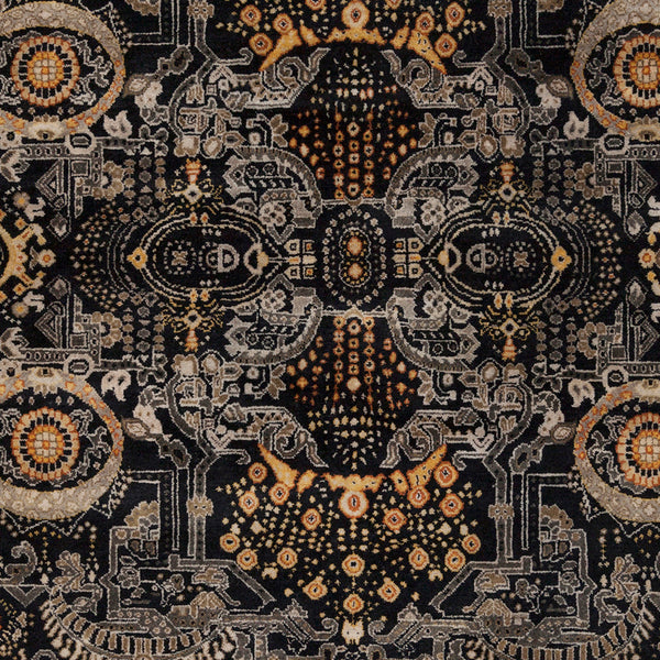 Empress EMS-7000 8' x 11' Handmade Rug EMS7000-811  Black, Mustard, Charcoal, Burnt Orange, Medium Gray Surya