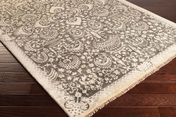 Surya Empress Handmade Rug 2' X 3' - Luxurious Wool, Hand-knotted, Imported From India For Timeless Elegance Ink Blue Wool Ems7001-5686