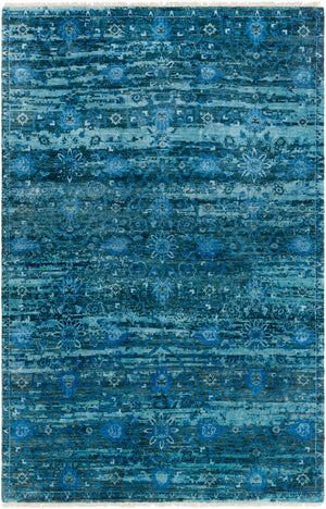 Empress EMS-7008 5'6" x 8'6" Handmade Rug EMS7008-5686  Teal, Dark Blue, Blue, Light Blue Surya
