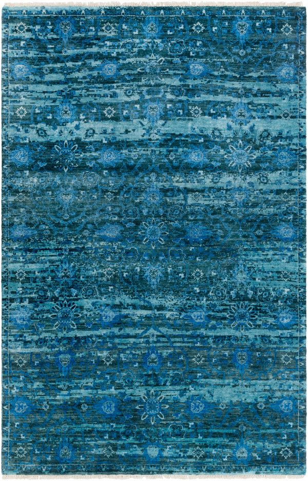 Empress EMS-7008 5'6" x 8'6" Handmade Rug EMS7008-5686  Teal, Dark Blue, Blue, Light Blue Surya