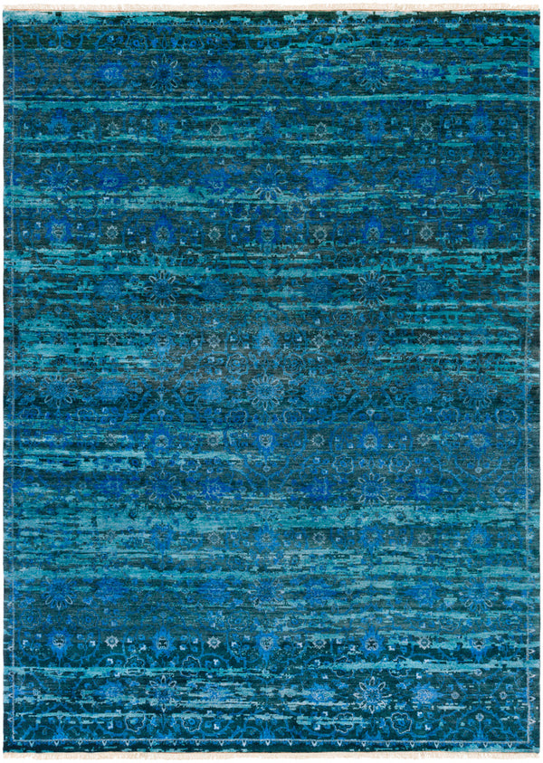 Empress EMS-7008 8' x 11' Handmade Rug EMS7008-811  Teal, Dark Blue, Blue, Light Blue Surya