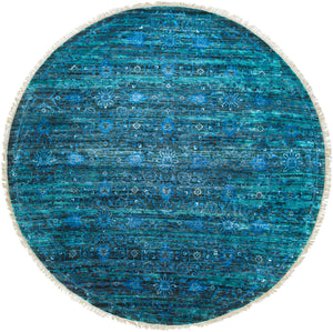 Empress EMS-7008 8' x 8' Round Handmade Rug EMS7008-8RD  Teal, Dark Blue, Blue, Light Blue Surya