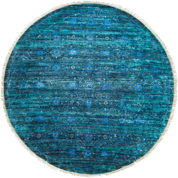 Empress EMS-7008 8' x 8' Round Handmade Rug EMS7008-8RD  Teal, Dark Blue, Blue, Light Blue Surya