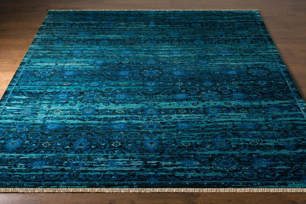 Empress EMS-7008 8' x 8' Round Handmade Rug EMS7008-8RD  Teal, Dark Blue, Blue, Light Blue Surya
