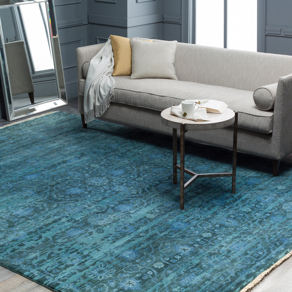 Empress EMS-7008 5'6" x 8'6" Handmade Rug EMS7008-5686  Teal, Dark Blue, Blue, Light Blue Surya