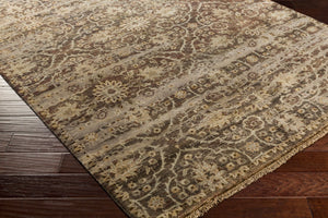 Surya Empress Handmade Rug 2' X 3' - Luxurious Wool, Hand-knotted, Imported From India For Timeless Elegance Charcoal Wool Ems7010-5686