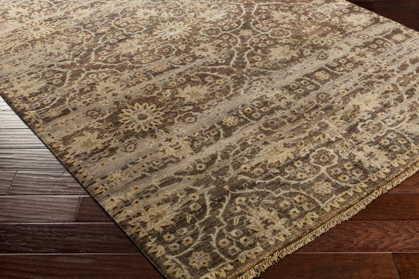 Surya Empress Handmade Rug 2' X 3' - Luxurious Wool, Hand-knotted, Imported From India For Timeless Elegance Charcoal Wool Ems7010-5686