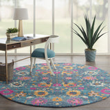 Nourison Passion PSN01 Machine Made Power-loomed No Border Indoor Only Bohemian Transitional Rug Denim, Denim 100% Polypropylene 99446769886