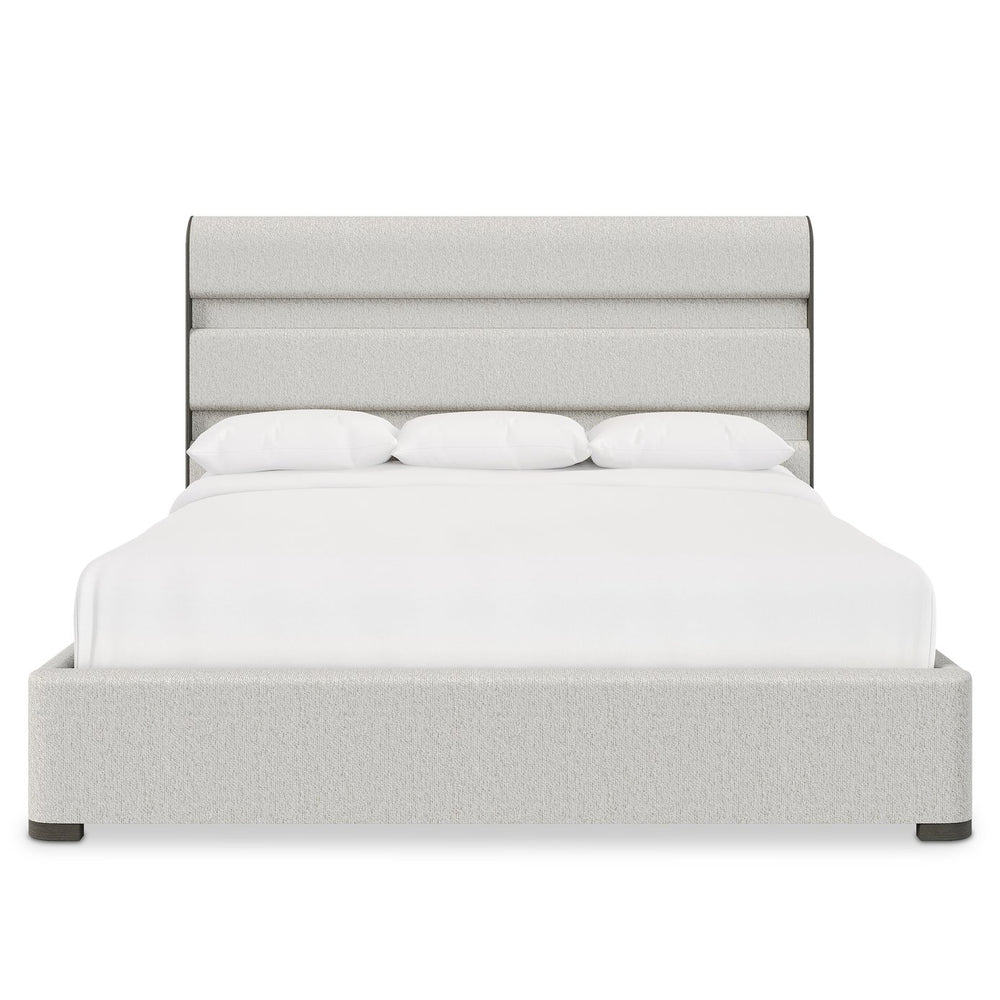 Bernhardt Bernhardt Prado King Panel Bed With Deep-Channel Upholstered Headboard And Porcini Wood Accents K1886