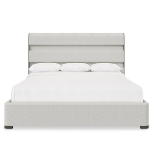 Bernhardt Bernhardt Prado Queen Panel Bed Porcini Finish — Rustic Modern Upholstered Headboard With Wood Accents K1887