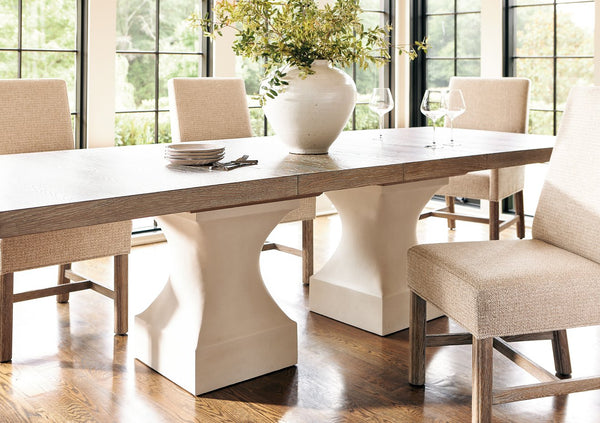 Bernhardt Bernhardt Aventura Dining Table With Marcona White Oak Top, Tusk Pedestals & Two 20" Removable Leaves K1858