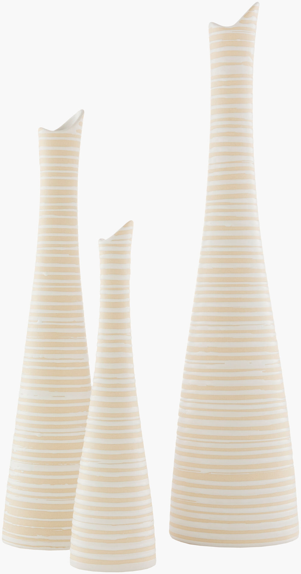 Surya Emily Decorative Accent Vase - Unique Ceramic Design For Global Style Home Decor, Easy Care! Beige Ceramic Emy001-set