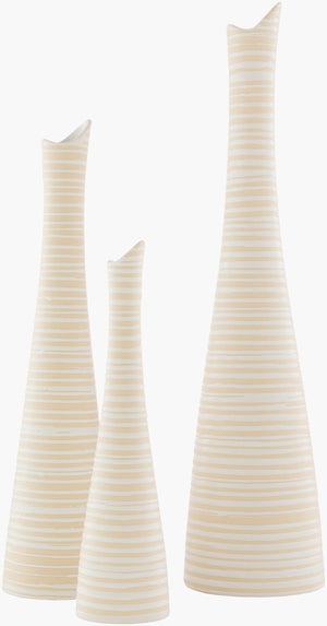 Surya Emily Decorative Accent Vase - Unique Ceramic Design For Global Style Home Decor, Easy Care! Beige Ceramic Emy001-set