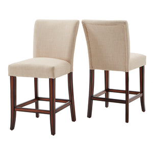 Homelegance By Top-Line Harmonn Classic Upholstered High Back Counter Height Chairs (Set of 2) Beige Wood