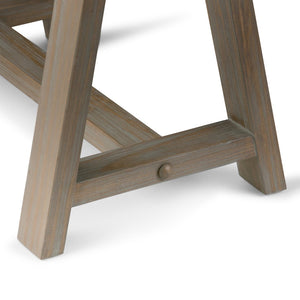 English Elm Sawhorse Writing Desk – Handcrafted Distressed Grey Wood, Retro-Industrial Style For Home Office Use B136P158236-GIGA