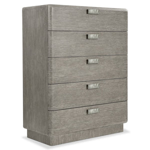 Bernhardt Bernhardt Monolith Tall Drawer Chest With Wire-Brushed Oak Puma Finish, 5 Soft-Close Drawers & Graphite Hardware 343143