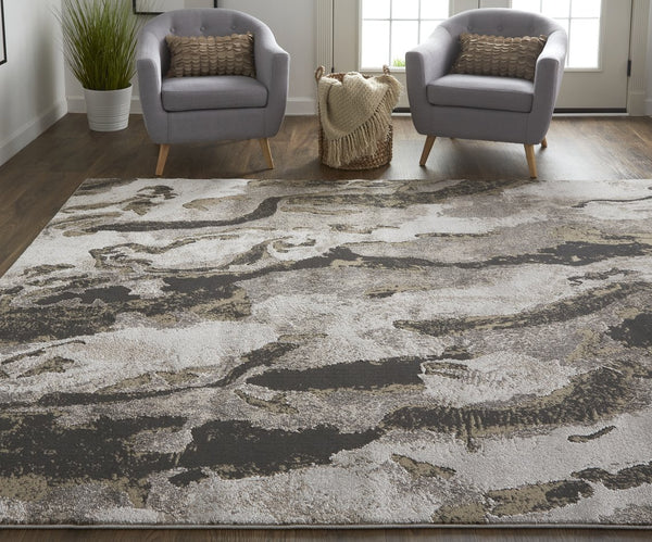 Feizy Rugs Vancouver Abstract Area Rug - Durable Polypropylene Polyester Blend With Modern Turkish Artistry Ivory,Brown,Taupe Polypropylene,Polyester Vnr39fgfchlbgej00