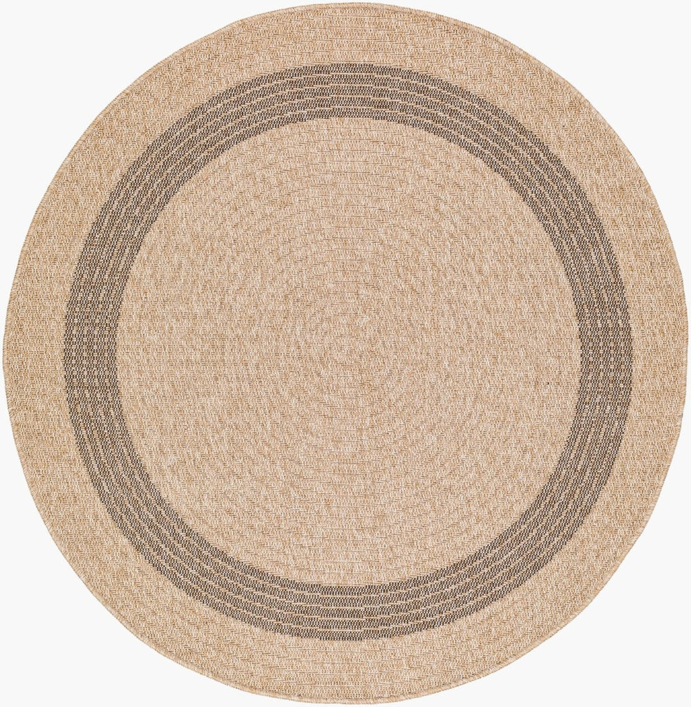 Livabliss Encore Flatweave Polypropylene Rug Farmhouse Cottage Style for Entryways and Patios Tan, Black 7'10" x 7'10" ENC2301-710RD