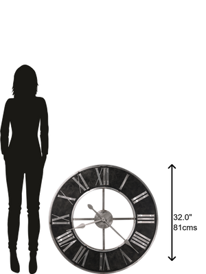 Hekman Furniture 625573 Howard Miller Dearborn Oversized Wall Clock – Industrial Steel Frame With Distressed Accents  Dearborn Wall Clock 625573