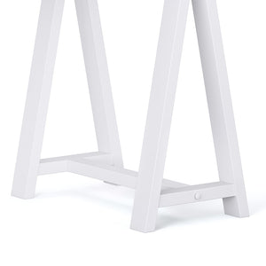 English Elm Sawhorse Desk - Handcrafted White Industrial Style With Spacious Work Surface & Keyboard Tray B136P159582-GIGA