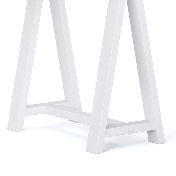 English Elm Sawhorse Desk - Handcrafted White Industrial Style With Spacious Work Surface & Keyboard Tray B136P159582-GIGA