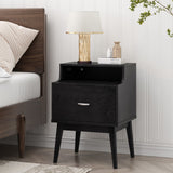 Christopher Knight Home® Mid-Century Modern 1-Drawer Nightstand with Faux Wood Frame & Splayed Legs, Storage Hutch & Drawer - 18.95 x 16.75 x 26.35