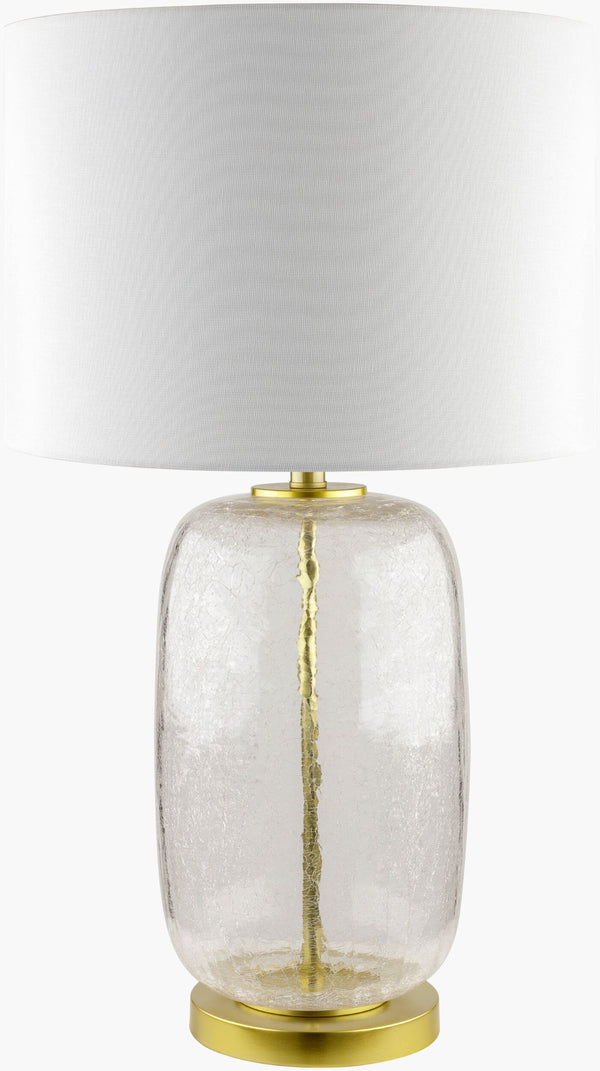 Livabliss Enid Iron and Glass Table Lamp with Linen Shade for Modern Living Spaces END-002