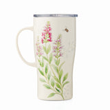 Butterfly Meadow Pink Floral Stainless Steel Car Mug, Leak-Resistant, 20 oz