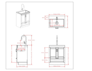 English Elm Reed Deluxe 28" Laundry Cabinet With Pull-Out Faucet, Stainless Steel Sink & Ample Storage Solutions B136P158813-GIGA