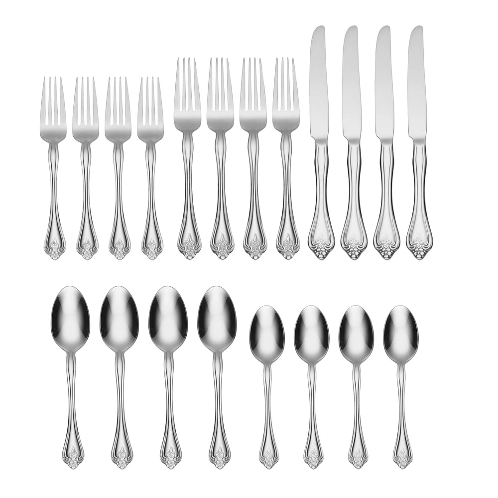 Lenox Oneida Boutonniere 20 Piece Everyday Flatware Set, Service for 4 Metallic, STAINLESS METAL B242020A