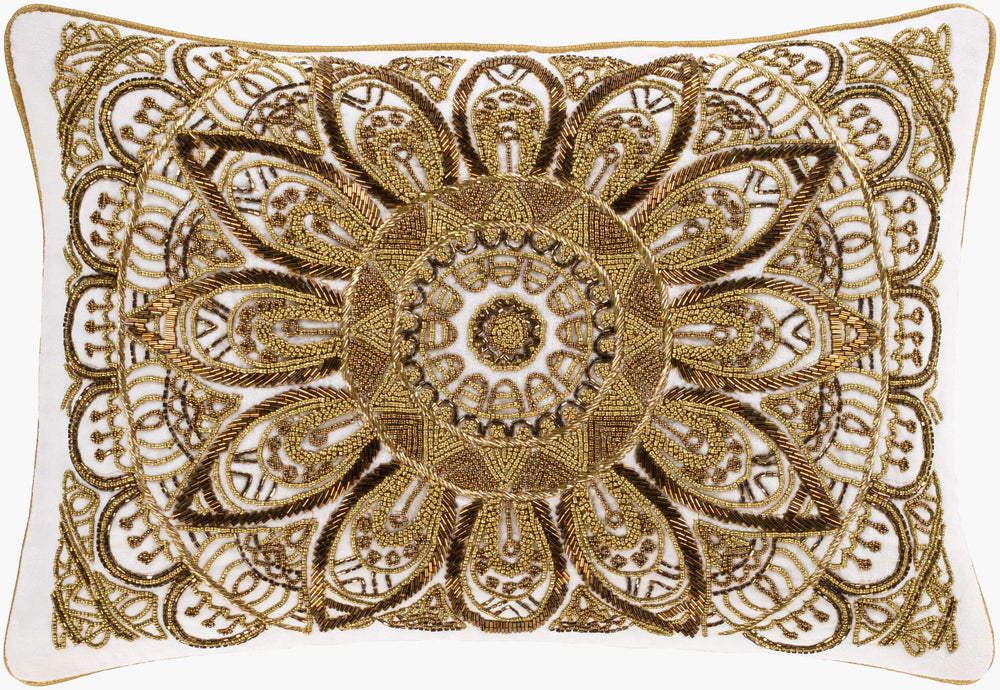 Surya Envie 14"L X 20"W Stylish Cotton Lumbar Pillow - Soft, Comfortable, And Perfect For Any Room Decor! Metallic Gold Cotton,Cotton Ene002-1420d