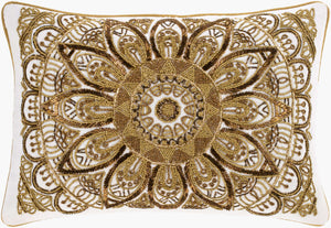 Surya Envie 14"L X 20"W Stylish Cotton Lumbar Pillow - Soft, Comfortable, And Perfect For Any Room Decor! Metallic Gold Cotton,Cotton Ene002-1420d