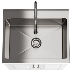 English Elm Darwin Deluxe 24" Laundry Cabinet With Stainless Steel Sink & Pull-Out Faucet For Easy Cleanup B136P158793