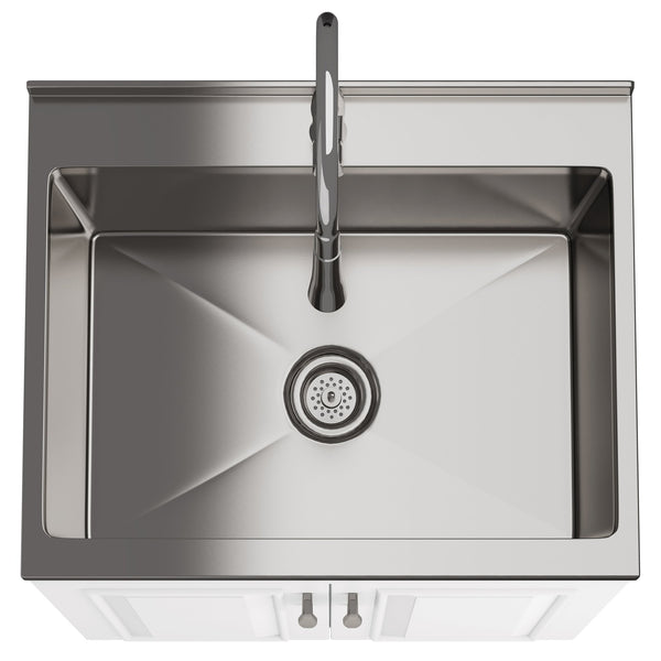 English Elm Darwin Deluxe 24" Laundry Cabinet With Stainless Steel Sink & Pull-Out Faucet For Easy Cleanup B136P158793