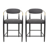 Christopher Knight Home® - Noble House - Elmore Modern Fabric Upholstered Iron 25 Inch Counter Stools (Set Of 2)