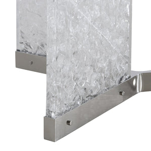 Bernhardt Bernhardt Andorra Glass Dining Table With Acrylic Ice Ends & Sculptural Y-Shaped Polished Steel Base K1941