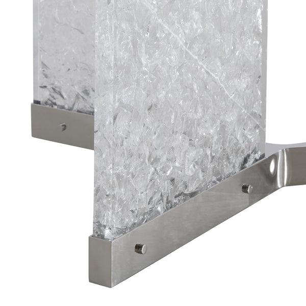 Bernhardt Bernhardt Andorra Glass Dining Table With Acrylic Ice Ends & Sculptural Y-Shaped Polished Steel Base K1941