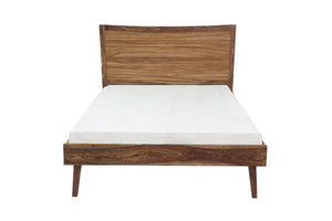Porter Designs Porter Fusion Solid Sheesham Wood Queen Bed - Mid-century Modern Design, Light Brown Elegance Light Brown Wood 04-117-03b-6750n-kit