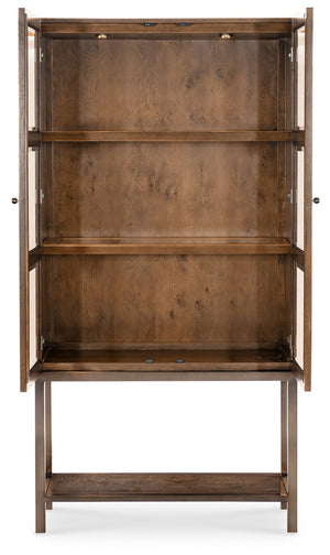 Hooker Furniture Melange Mulholland Oak Veneer Display Cabinet with Led Lighting and Bronze Accents 628-75018-82