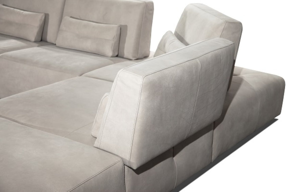 VIG Furniture Hollywood Italian Light Grey Leather Laf Chaise Sectional Sofa — Adjustable Backs, Full Italian Craftsmanship VGCC-HOLLYWOOD-GREY-LAF-SECT