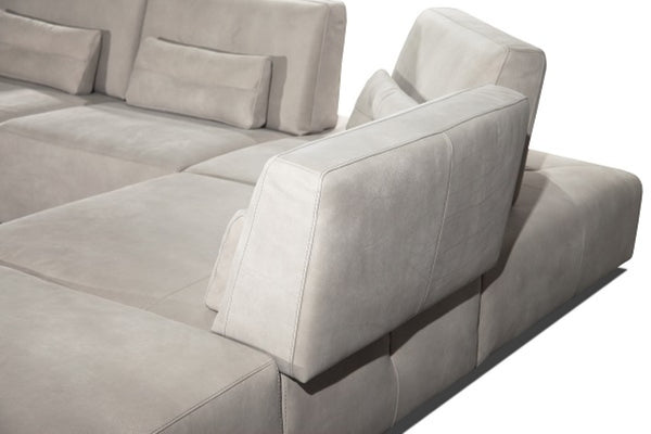 VIG Furniture Hollywood Italian Light Grey Leather Laf Chaise Sectional Sofa — Adjustable Backs, Full Italian Craftsmanship VGCC-HOLLYWOOD-GREY-LAF-SECT