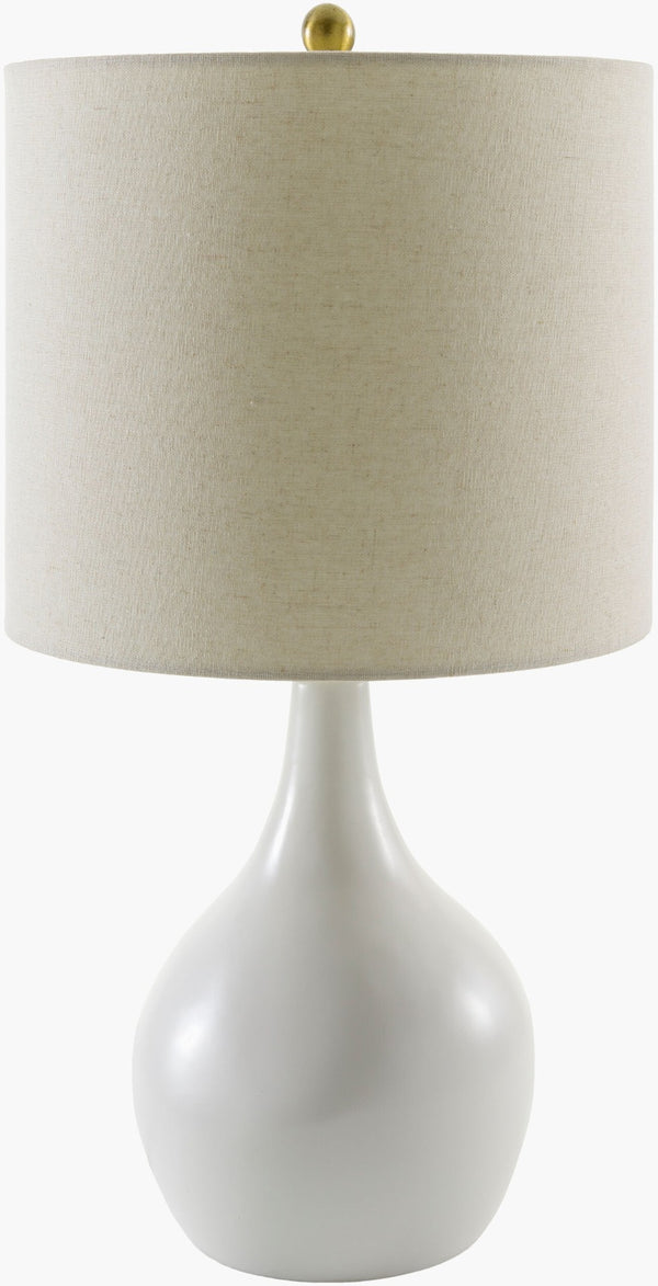 Livabliss Enoki Ceramic Base Table Lamp with Dual Linen Shade for Warm Farmhouse Bedroom Glow ENK-003