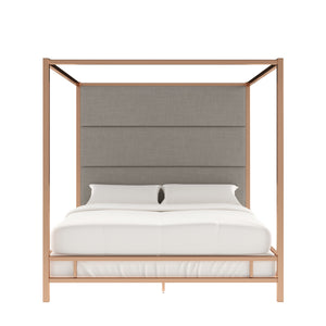 Homelegance By Top-Line Marcel Champagne Gold Canopy Bed with Linen Panel Headboard Champage Gold Metal