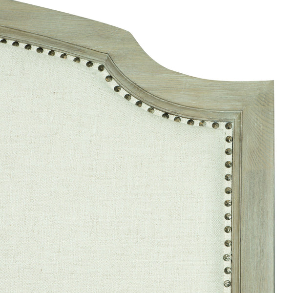Bernhardt Bernhardt Sandstone Wire‑Brushed Oak Upholstered King Panel Bed With Nailhead Trim, Casual Traditional Elegance K1119