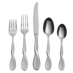 Lenox Oneida Satin Aquarius 5 Piece Fine Flatware Place Setting, Service for 1 Metallic, STAINLESS METAL 2622005A