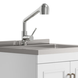 English Elm Cardinal 24" Laundry Cabinet With Deep Stainless Steel Sink & Pull-Out Faucet - Stylish Storage Solution B136P158791