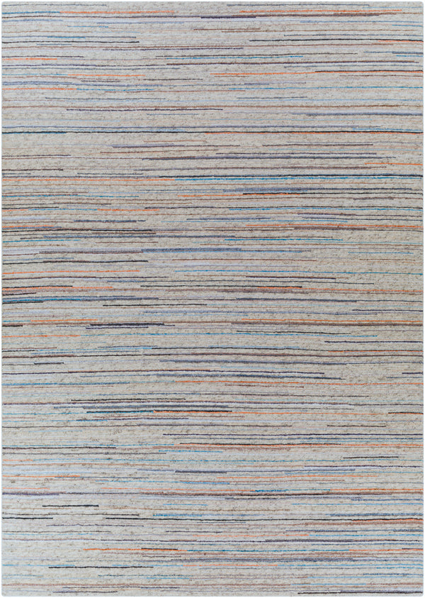 Enlightenment ENL-1000 8' x 11' Handmade Rug ENL1000-811  Light Gray, Black, Dark Brown, Light Blue, Burnt Orange, Charcoal Surya