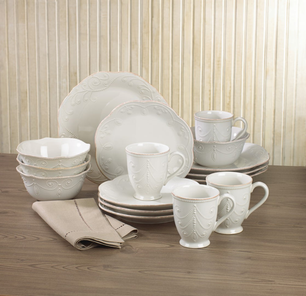 Lenox French Perle White 16-Piece Dinnerware Set White, WHITE STONEWARE 851745